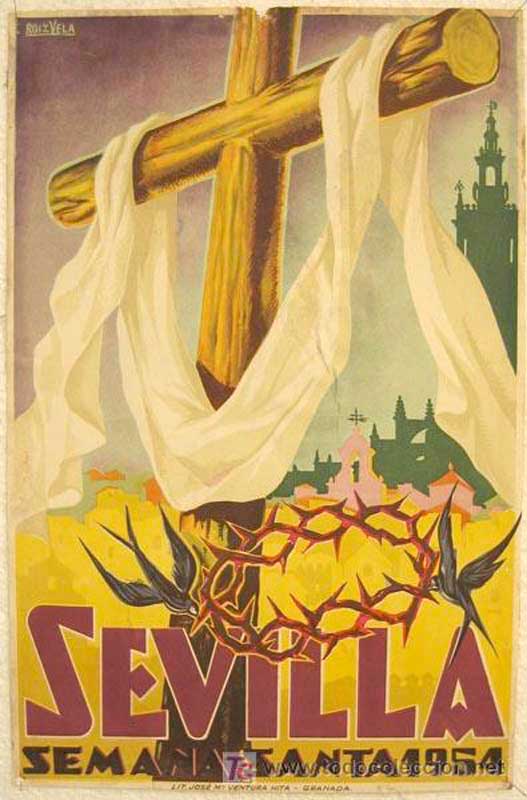 Cartel de la Semana Santa de Sevilla de 1954
